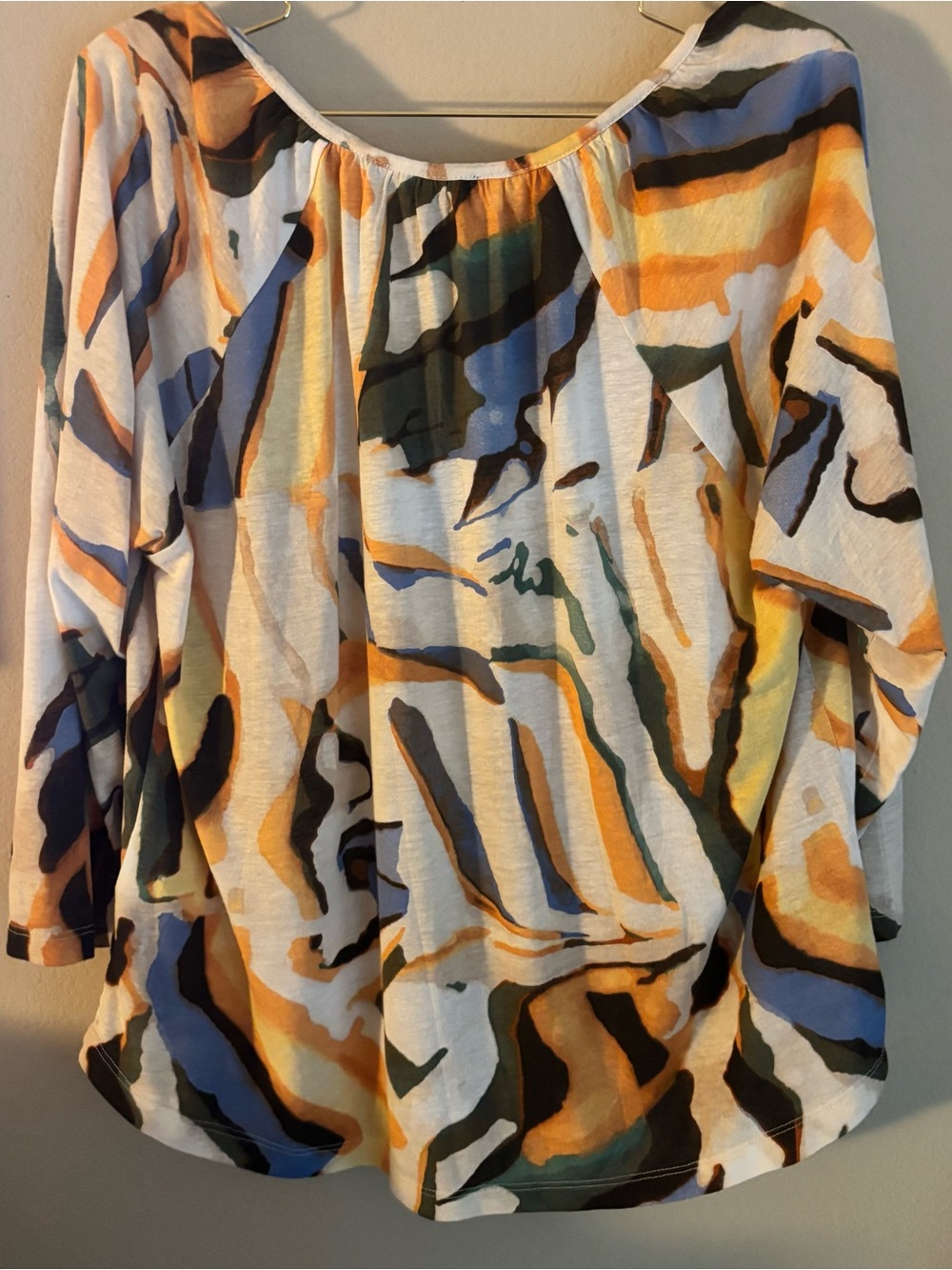 Tribal Abstract Print Cowl Neck Tunic Top M - Picture 7 of 7